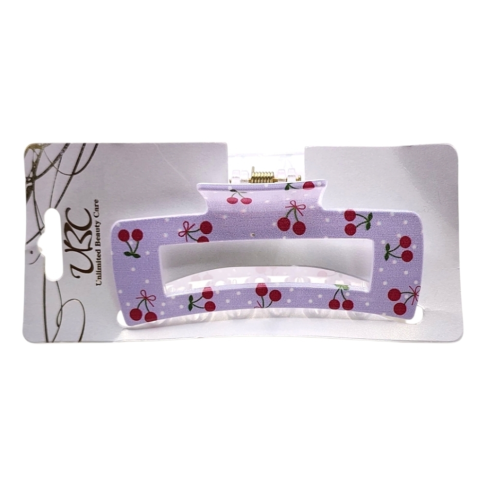 Unlimited Beauty Care Glossy Purple Retro Cherry Lobster Claw Hair Clip, NWT